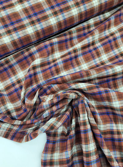 A la Ville marsala cobalt checks - cotton