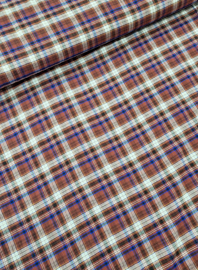 A la Ville marsala cobalt checks - cotton