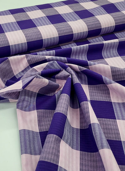 Bittoun purple pink tartan print - smooth cotton