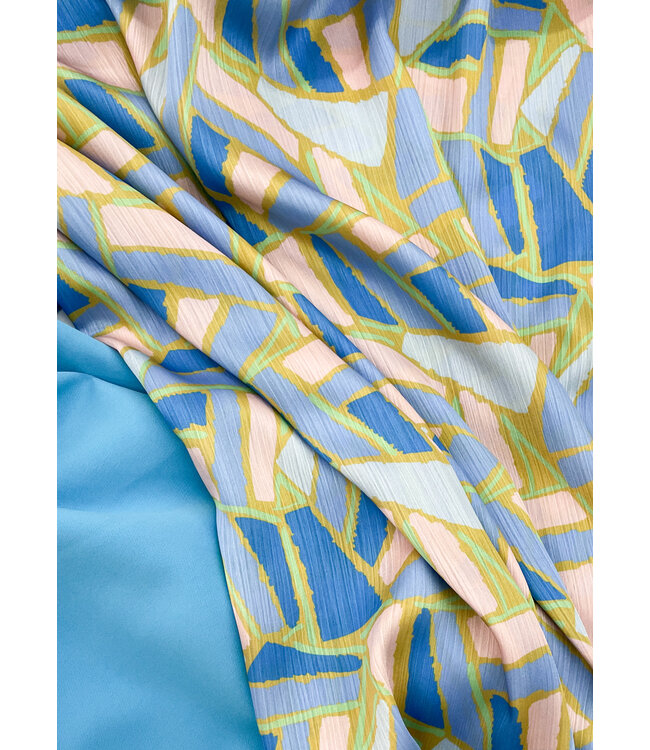 A la Ville aqua blauw - klassevolle doorvallende broekenstof