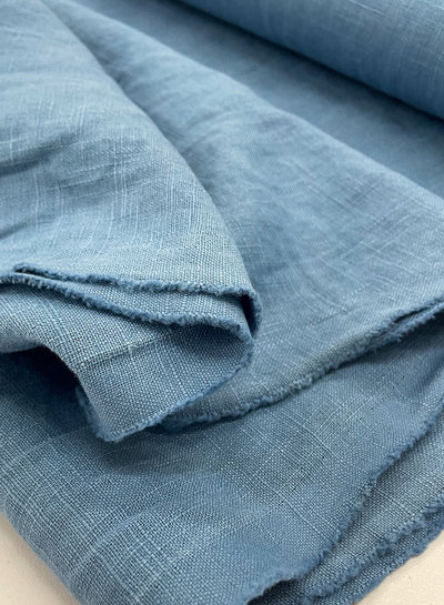 M. 100% washed linnen blauw