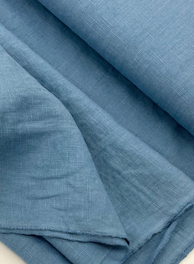 M. 100% washed linnen blauw