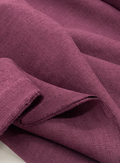 M. 100% washed linen - aubergine