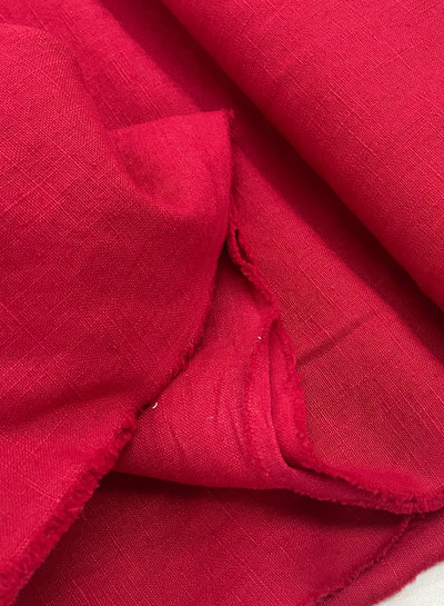 M. 100% washed linen red