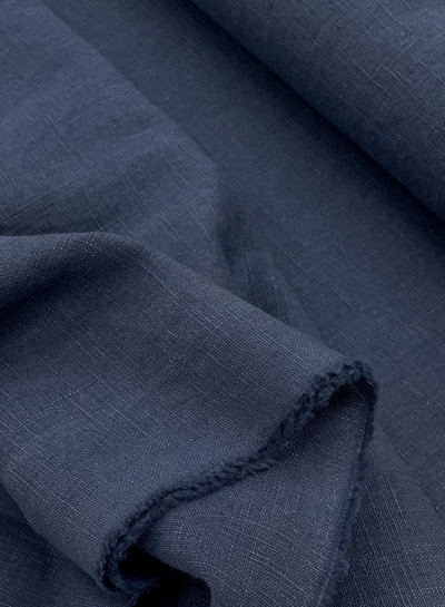 M. 100% washed linen navy blue