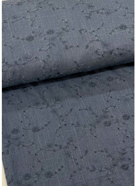 M. denim embroidery linen blend
