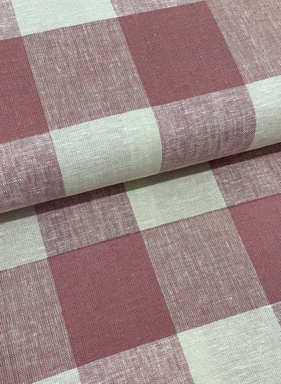 M. pink checks - linen viscose