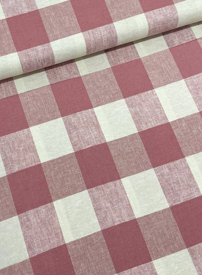 M. pink checks - linen viscose