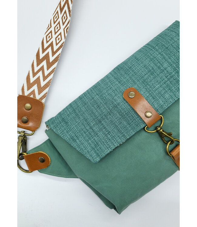 smokey green mooi geweven, soepele decostof