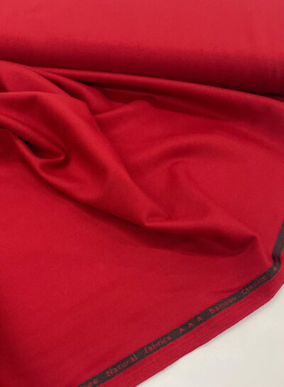 M. red - woven bamboo - recycled, very supple fabric and does not wrinkle