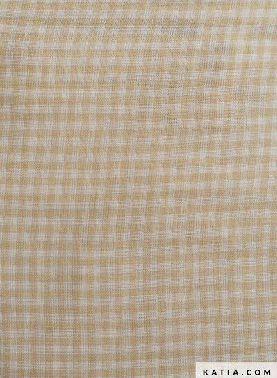 Katia fabrics mousseline organic - ecru / brown - Vichy