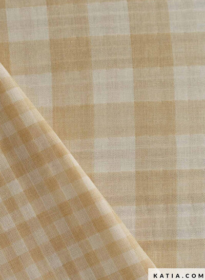 Katia fabrics mousseline organic - ecru / brown - big squares