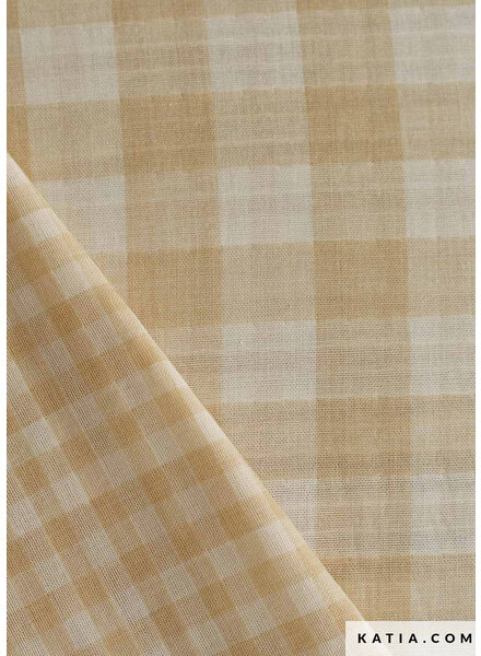 Katia fabrics muslin organic - ecru / brown - big squares