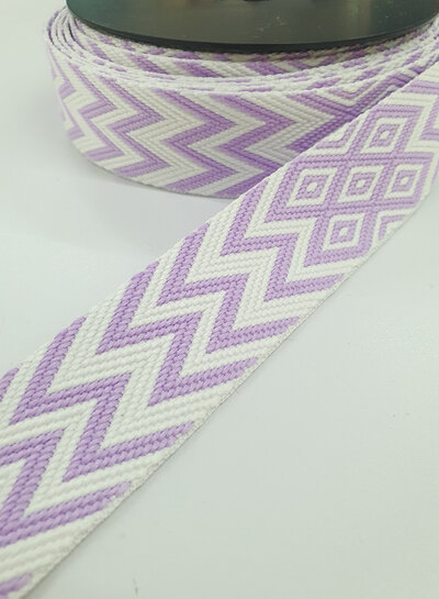 Chevron tassenband 38 mm - lila