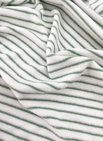 M striped sage green - sponge - stretch terry cloth