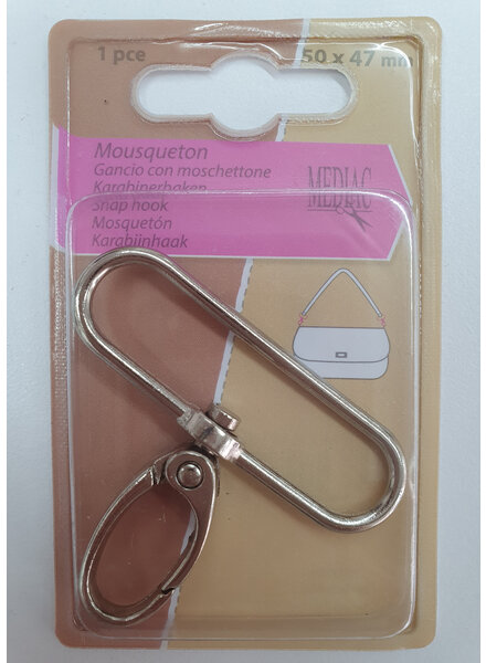 snap hook silver - 50 mm - 1 piece