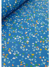 Whoopsie Daisy scattered garden blue - cotton