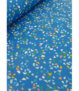 Whoopsie Daisy scattered garden blue - cotton