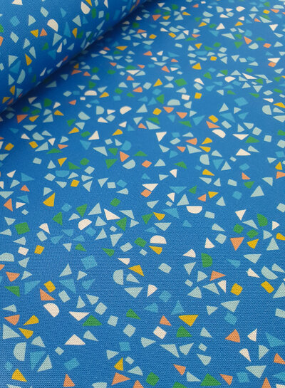 Whoopsie Daisy scattered garden blue - cotton