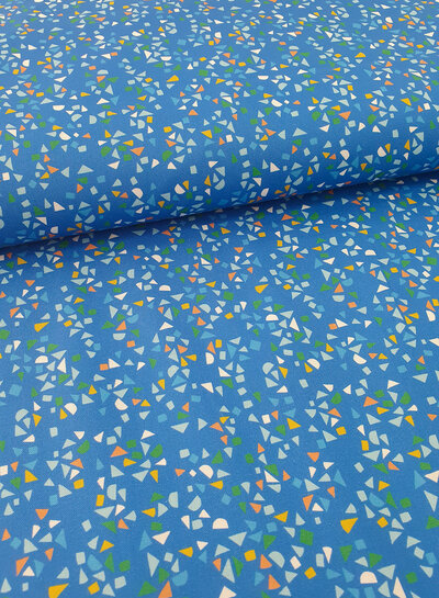 Whoopsie Daisy scattered garden blue - cotton