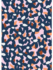 Whoopsie Daisy pink and navy - cotton