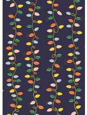 RIFLE PAPER Christmas lights - navy blue cotton