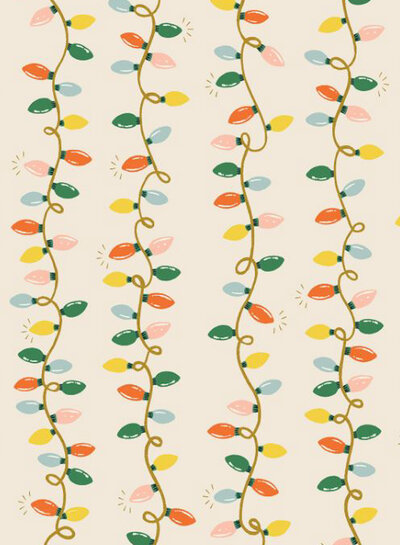 RIFLE PAPER Christmas lights - ecru katoentje