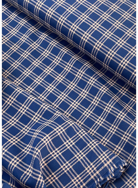 M. navy and soft pink checks - cotton linen blend