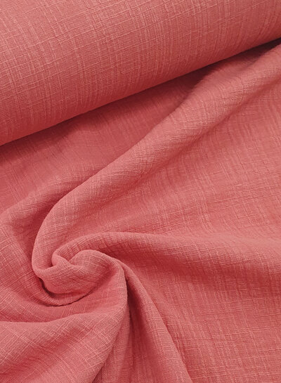 coral linen cotton blend double gauze / plain tetra