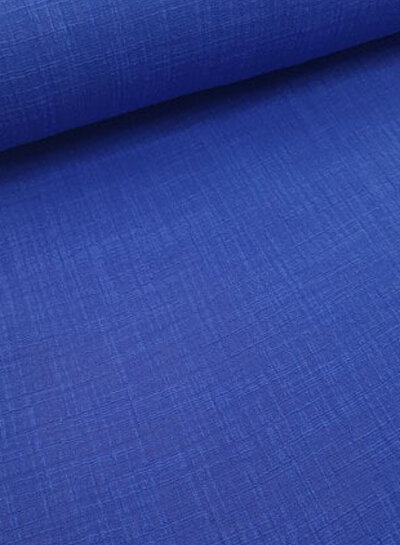 cobalt blue linen cotton mix double gauze / plain tetra