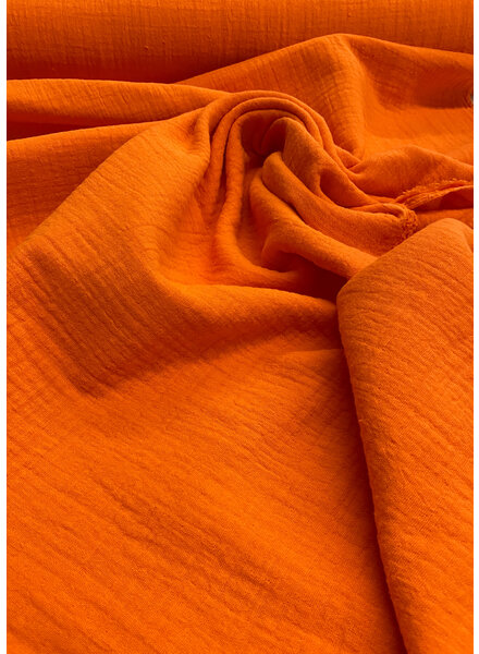 M Hermès oranje  linnen katoen mix double gauze / effen tetra