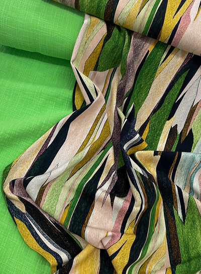 Madeline lime green linen cotton mix double gauze / plain tetra