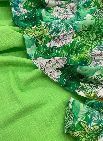 Madeline lime green linen cotton mix double gauze / plain tetra