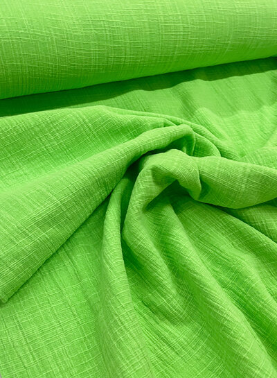 M. lime green linen cotton mix double gauze / plain tetra