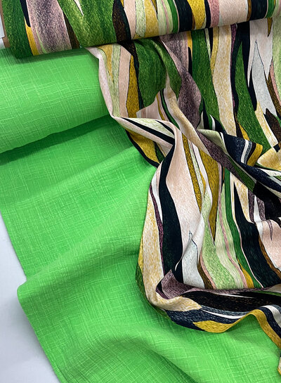 M. shades of green abstract print - poplin viscose