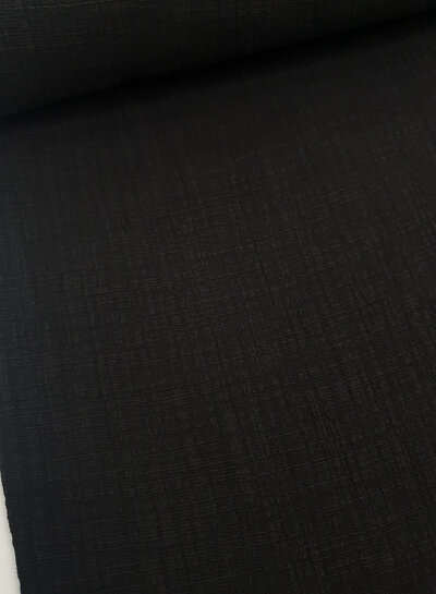 black - linen cotton mix double gauze / plain tetra