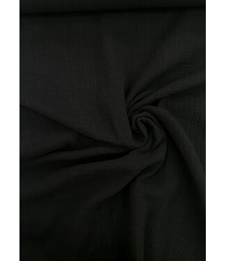 black - linen cotton mix double gauze / plain tetra