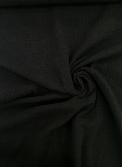 black - linen cotton mix double gauze / plain tetra