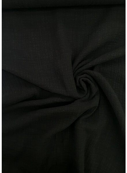 M. black - linen cotton mix double gauze / plain tetra