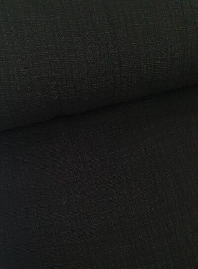 black - linen cotton mix double gauze / plain tetra