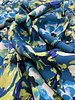 M. beautiful flower field on petrol blue background - woven viscose