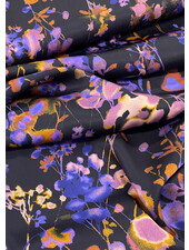 M. lilac and black - beautiful flowers on satin viscose