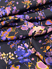 M. lilac and black - beautiful flowers on satin viscose