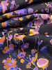 M. lilac and black - beautiful flowers on satin viscose