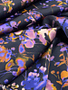 M. lilac and black - beautiful flowers on satin viscose