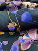 M. lilac and black - beautiful flowers on satin viscose