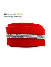 SBM Red zipper tape with silver nylon coil - nr.5