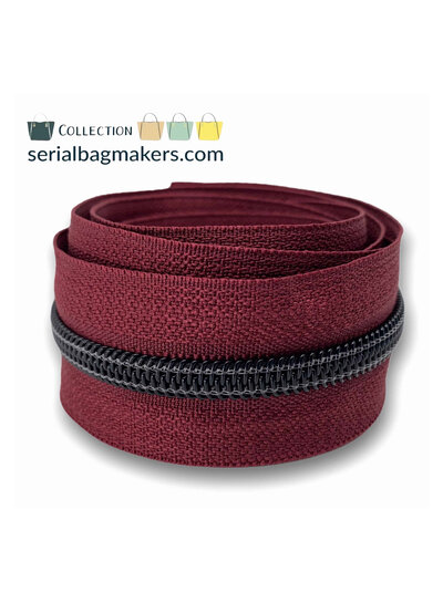 SBM coil zipper porto red with black spiral #5 (excl. zip pullers)
