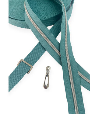 ZipperZoo coil zipper Teal with silver coil #5 (excl. zipper pullers)