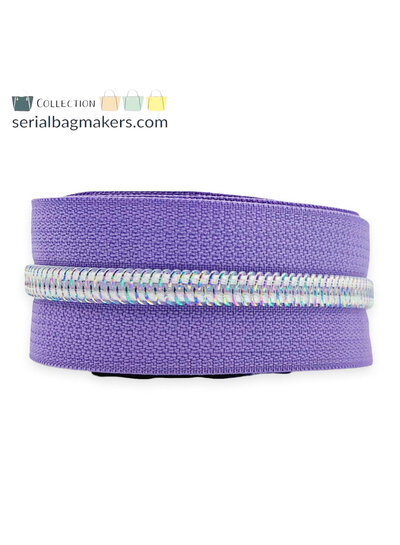 ZipperZoo coil zipper Lila with sparkling white coil #5 (excl. zipper pullers)